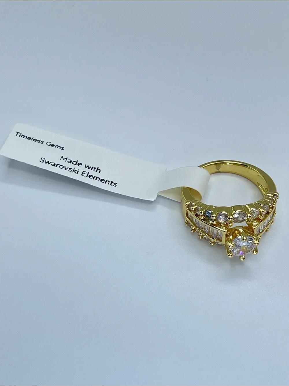 Swarovski Crystals Elements White Crystal Art Deco Bridal Ring Sz 7